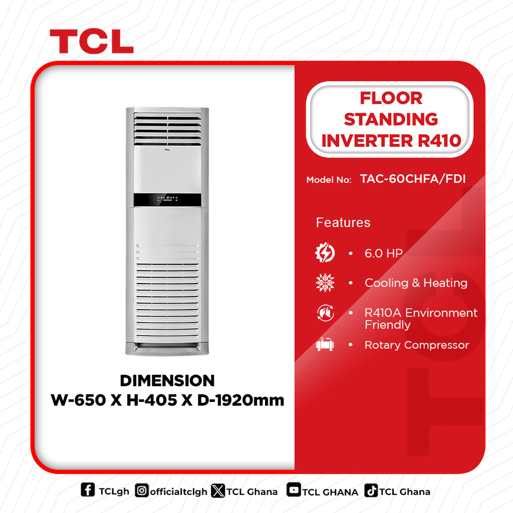 TCL 6.0 HP Floor Standing Inverter Air Conditioner (R410A) – Model TAC-60CHFA/FDI