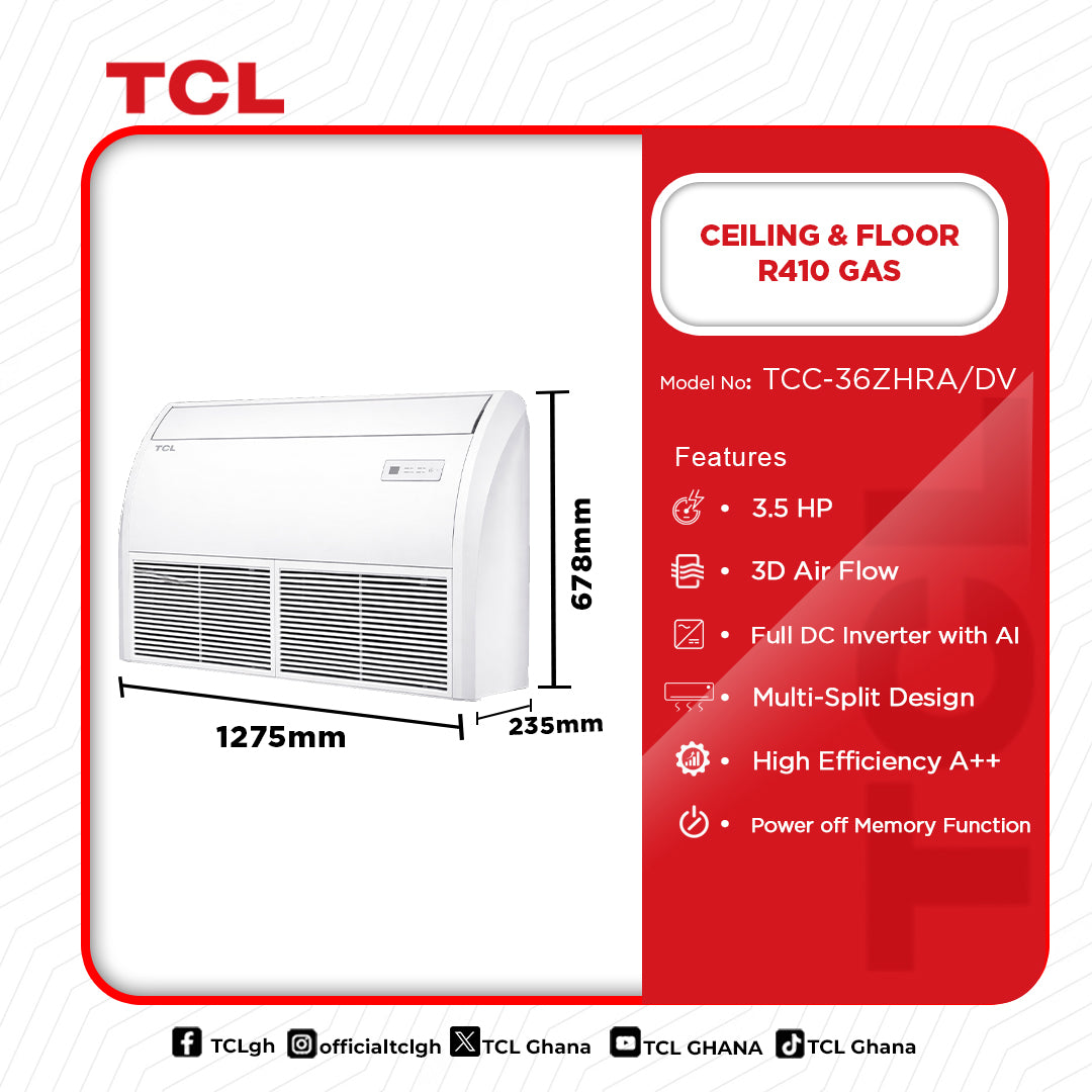TCL 3.5 HP Ceiling & Floor Air Conditioner (R410A) – Model TCC-36ZHRA/DV(02) – view 2