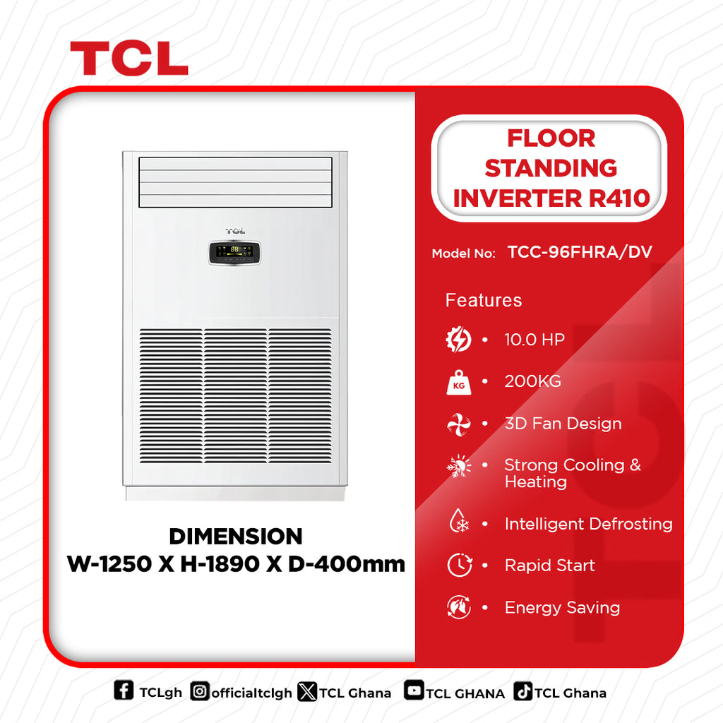 TCL 10.0 HP Floor Standing Inverter Air Conditioner (R410A) – Model TCC-96FHRA/DV – view 2