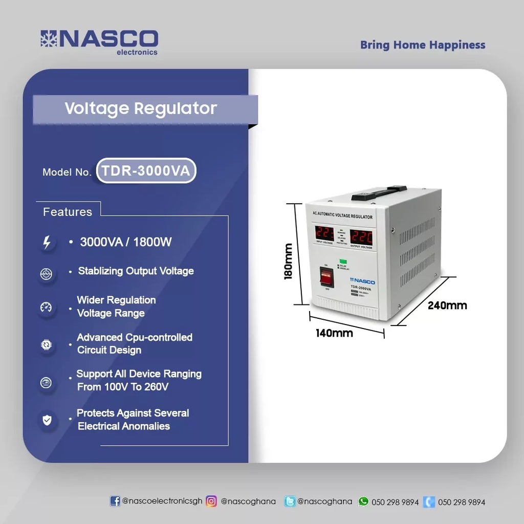 Nasco 3000 VA Automatic Voltage Regulator – Model TDR-3000VA