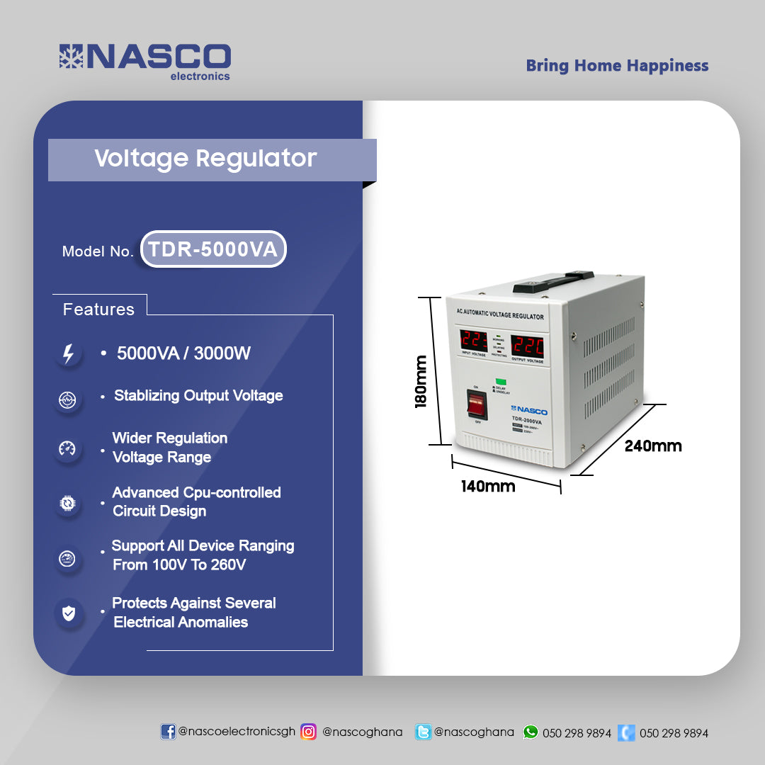 Nasco 5000 VA Automatic Voltage Regulator – Model TDR-5000VA