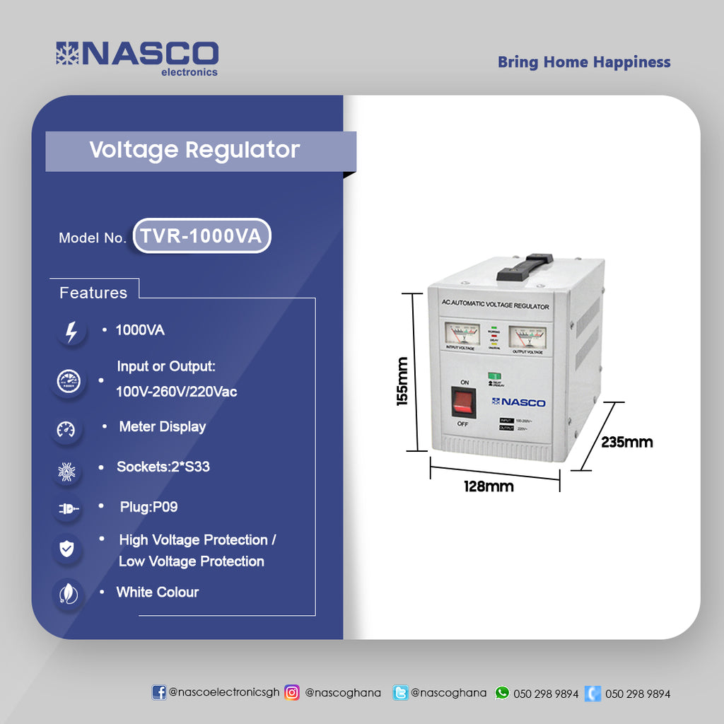 Nasco 1000 VA Automatic Voltage Regulator – Model TVR-1000VA – view 4