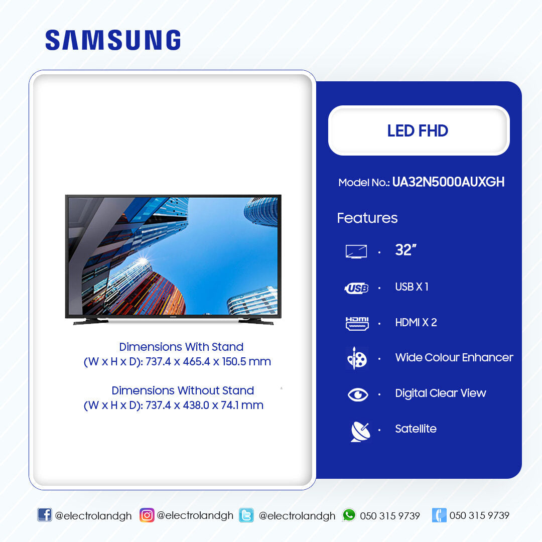 Samsung 32" N5000 Full HD LED TV – Model UA32N5000AUXGH