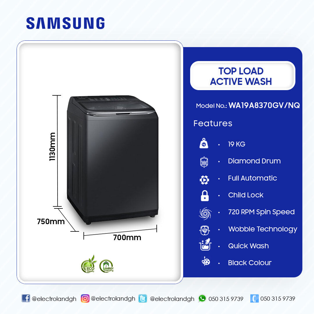 Samsung 19 kg Digital Inverter Top Load Washing Machine – Model WA19A8370GV/NQ