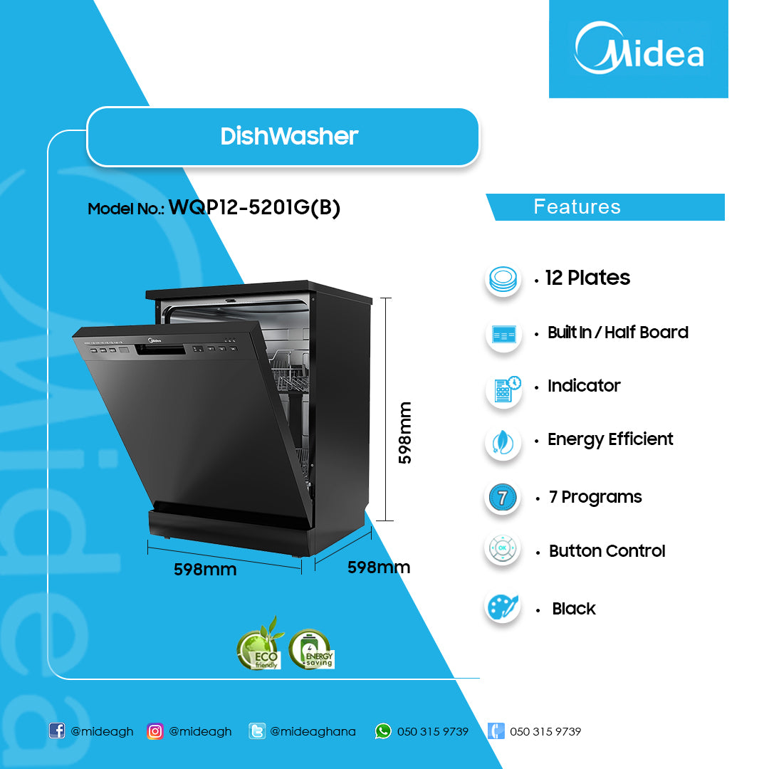 Midea 12 Place Setting Fully Integrated Built-In Dishwasher – Model WQP12-5201G(B) – view 4