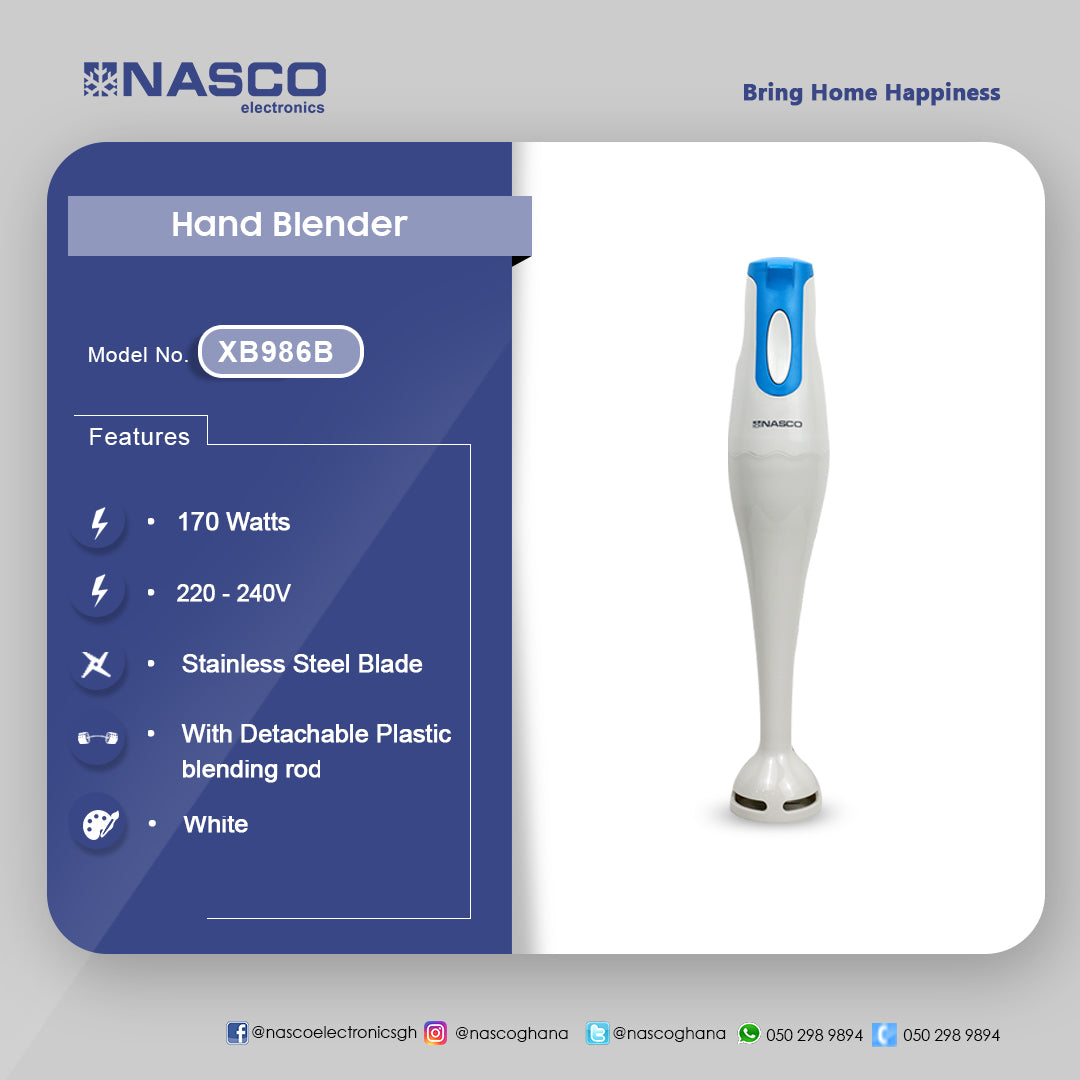 Nasco 170 W Hand Blender – Model XB986B