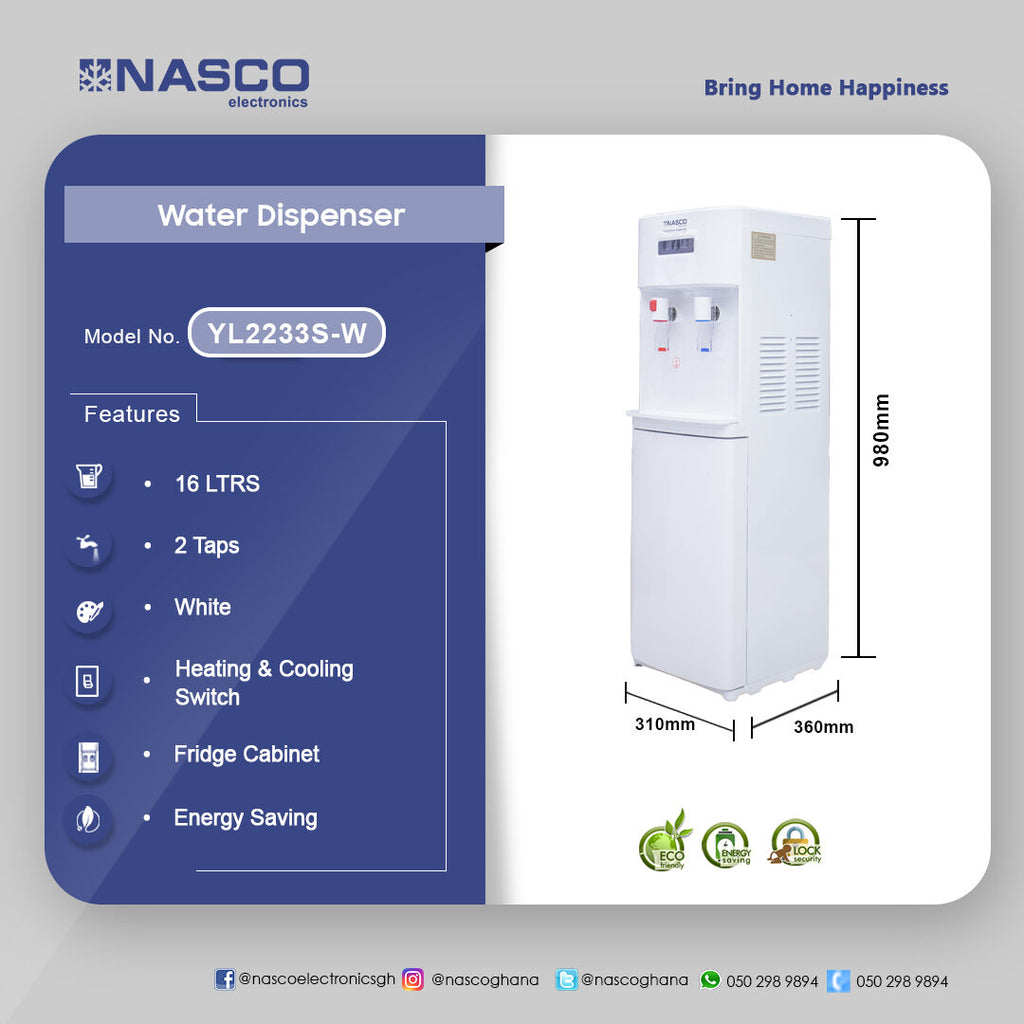 Nasco 16 L 2-Tap Hot and Cold Water Dispenser – Model YL2233S-W – view 3